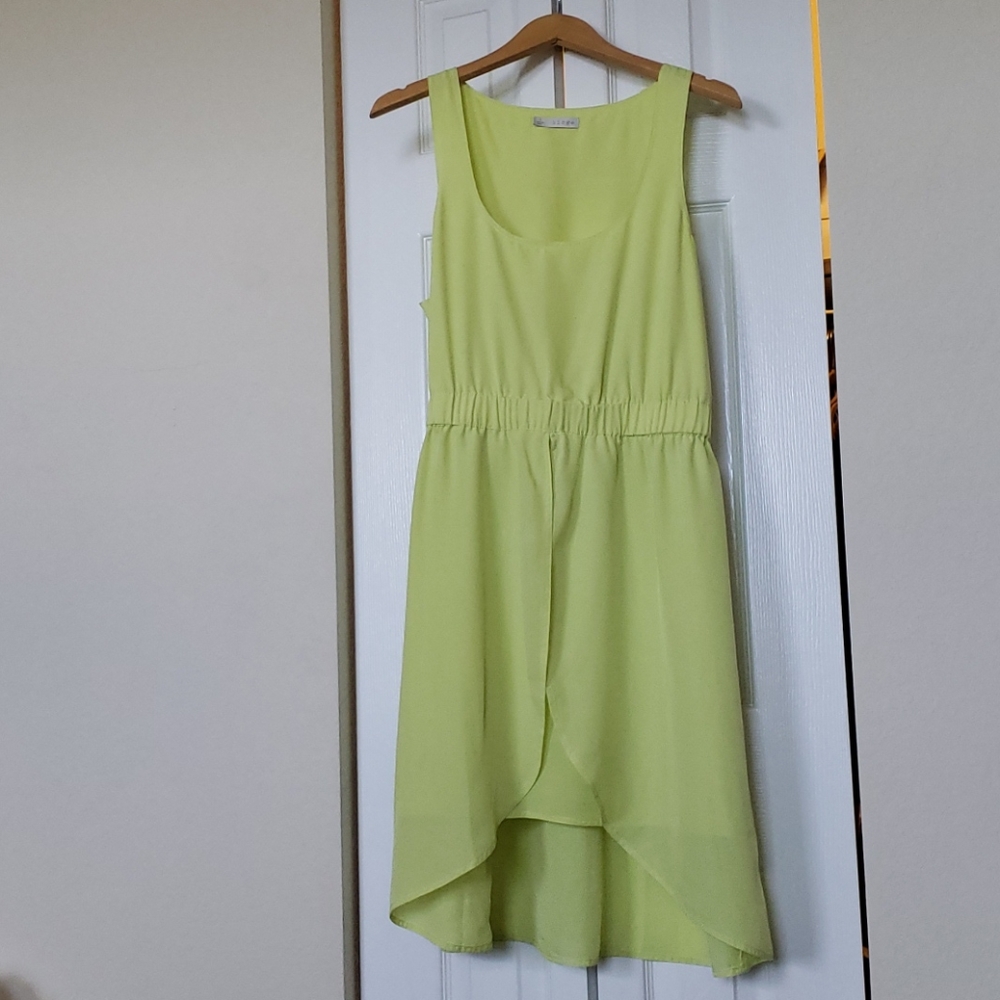 Hinge Hi Low Neon Yellow Sleveless Dress